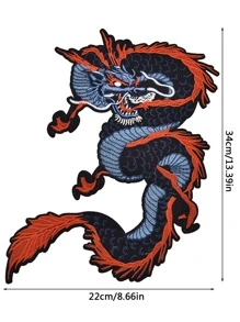1pc Dragon Shaped Iron-on Patch - Black - View 2