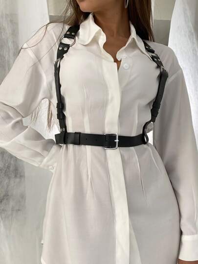 鉚釘裝飾背帶式腰帶