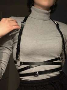 Ring Linked Harness Belt - Black - View 1