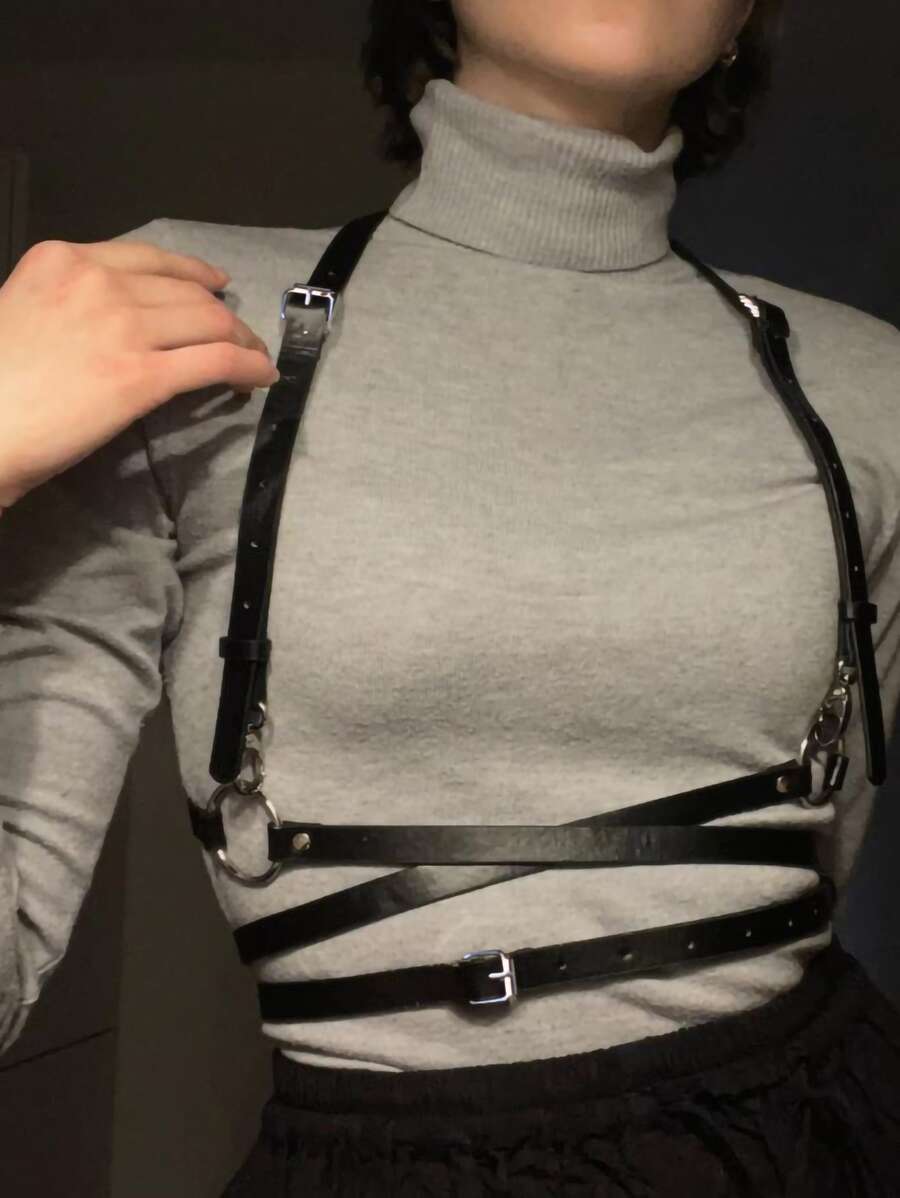 Ring Linked Harness Belt - Black - View 1