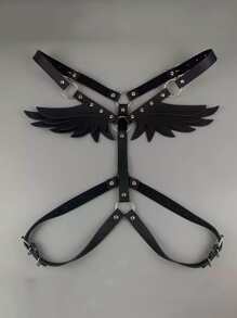 翅膀裝飾背帶式腰帶 - 黑色 - 查看 2