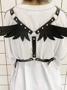 翅膀裝飾背帶式腰帶 - 黑色 - 查看 4