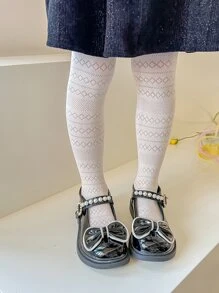 Niñas Medias con patrón geométrico - Beis - Ver 3