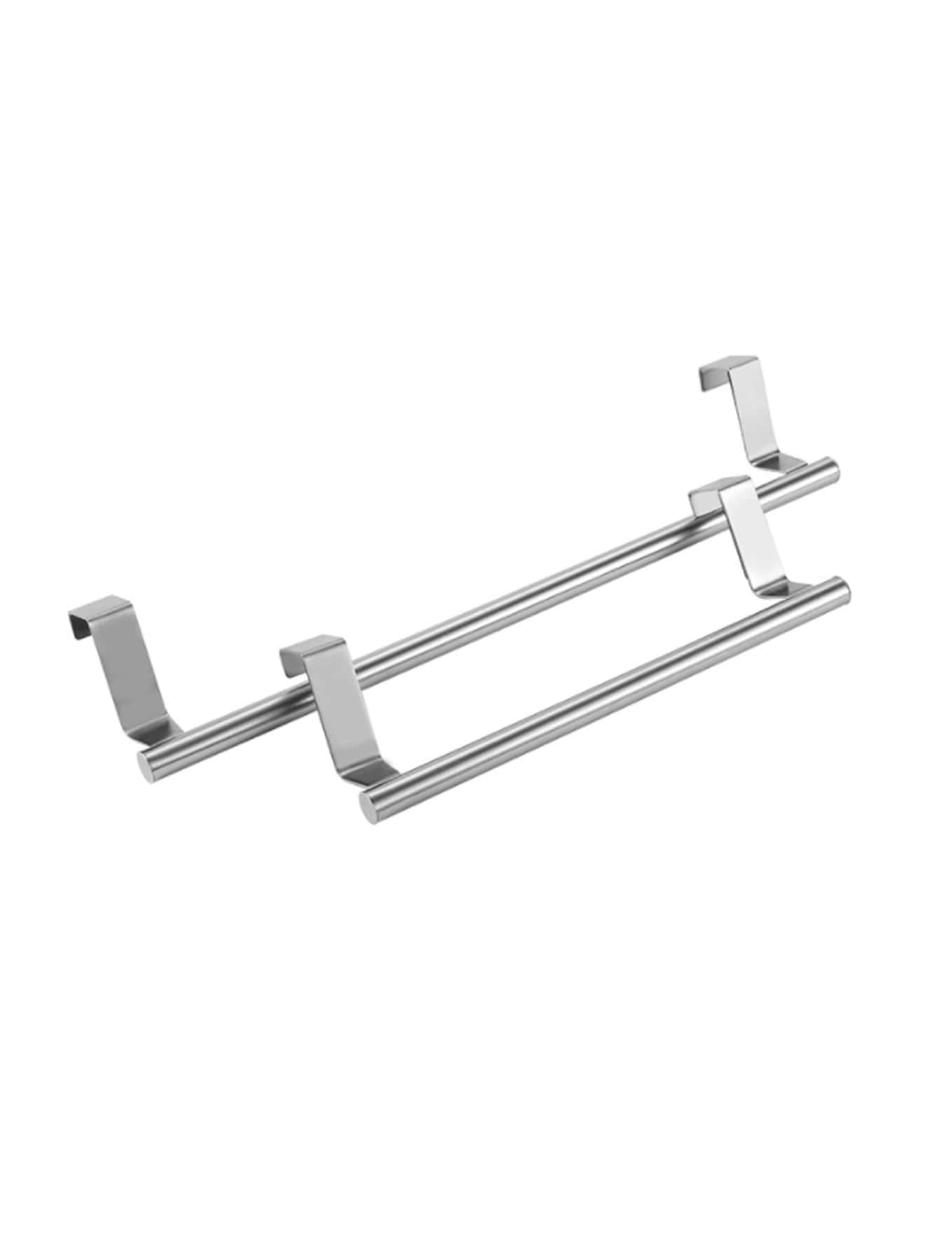 1pc Kitchen Stainless Steel Towel Rack Storage Rack Non-Porous Cabinet Door Back Rag Rack Storage