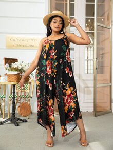 DEARCASE Jumpsuits Plus Size Bất đối xứng Hoa Boho - Nhiều màu - Xem 5