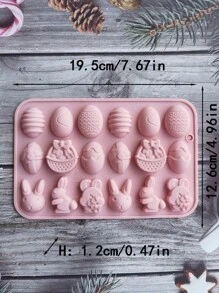 1 pieza Molde de caramelo Huevo de Pascua & con diseño de conejo - Rosa coral - Ver 2