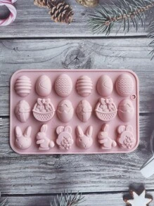 1 pieza Molde de caramelo Huevo de Pascua & con diseño de conejo - Rosa coral - Ver 3