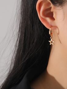 Pendientes largos con estrella - Amarillo Oro - Ver 1