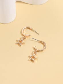 Pendientes largos con estrella - Amarillo Oro - Ver 3