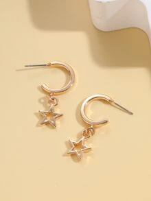 Pendientes largos con estrella - Amarillo Oro - Ver 4