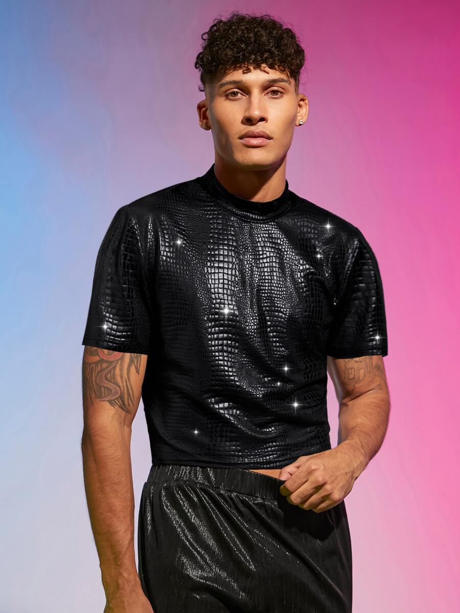 FeverCity Tops Nam In cá sấu Đường phố - màu đen - Xem 1