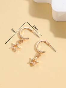 Pendientes largos con estrella - Amarillo Oro - Ver 6