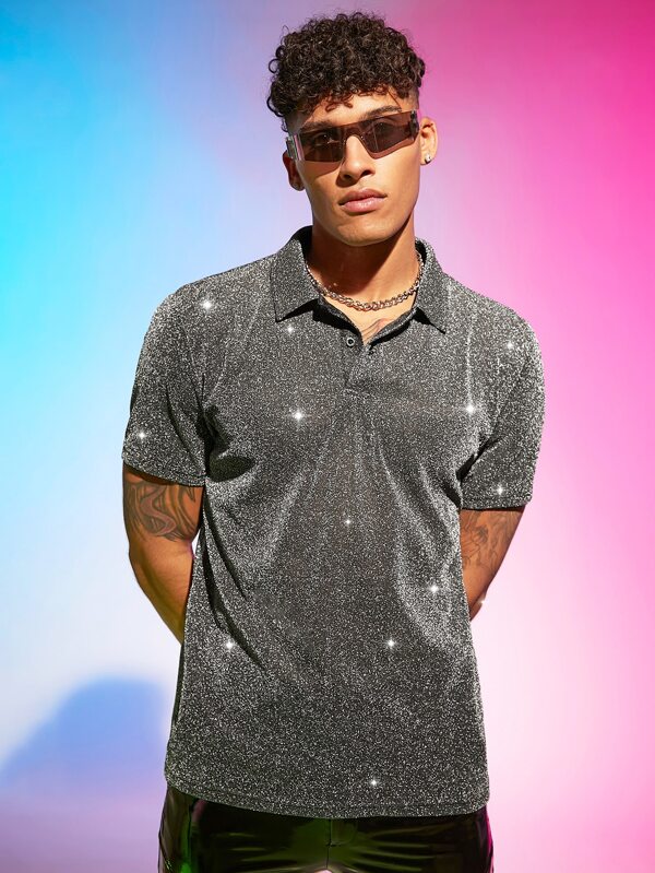 Manfinity AFTRDRK Men Glitter Polo Shirt SHEIN USA