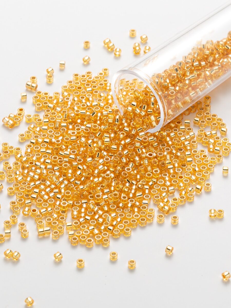 1 Ống 10G 1200 Hạt Hạt Thủy Tinh Vàng Với Hiệu Ứng Phủ Bạc Cổ, Thích Hợp Cho Phụ Kiện Làm Đồ Trang Sức Thủ Công Đính Hạt Tự Làm - Vàng - Xem 1