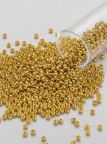 管 10 克 850 顆 2 毫米均勻電鍍金色玻璃珠，復古風格，適合女士 Diy 手鍊配件 - 金黃色 - 查看 1