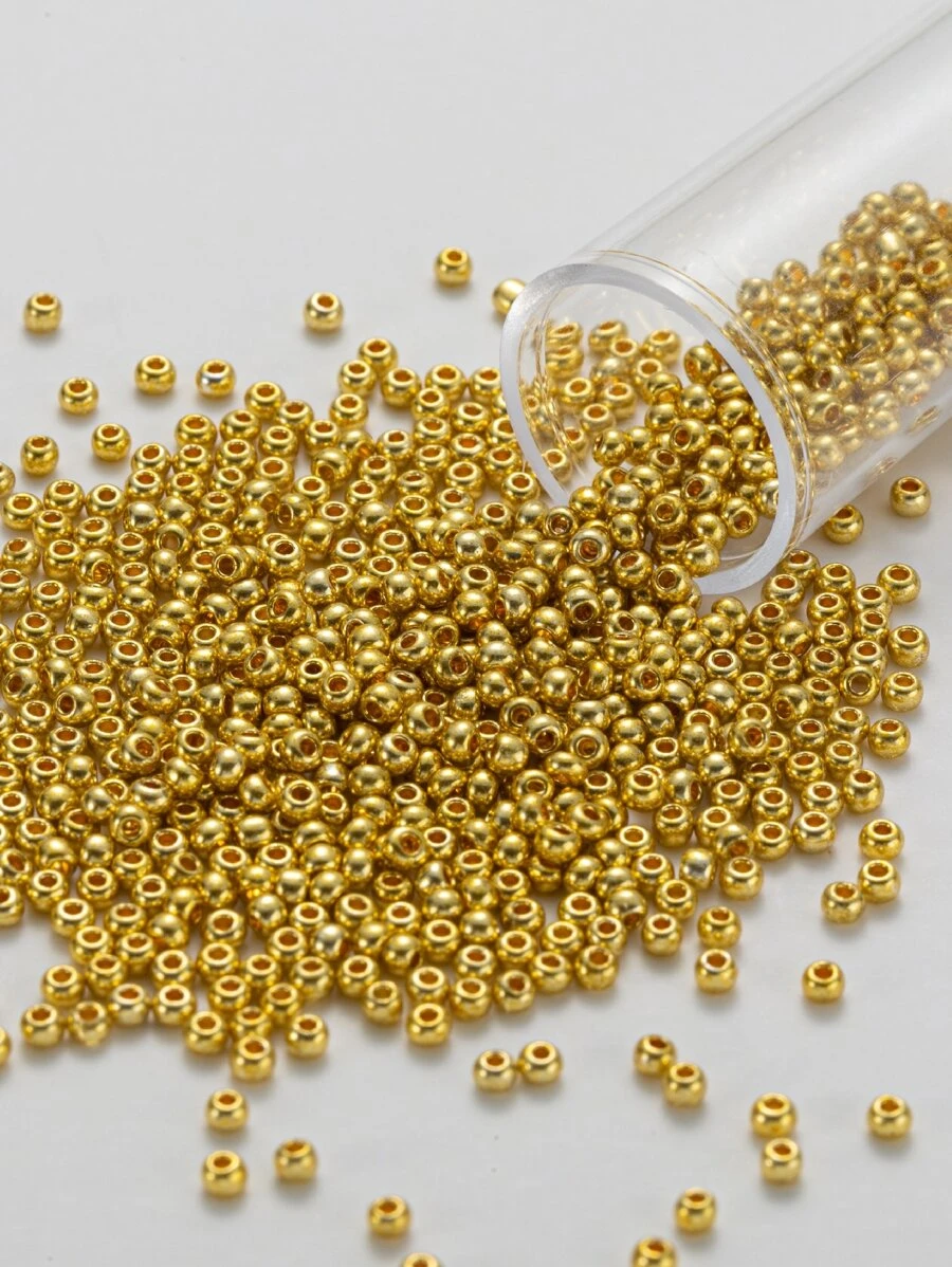 管 10 克 850 顆 2 毫米均勻電鍍金色玻璃珠，復古風格，適合女士 Diy 手鍊配件 - 金黃色 - 查看 1