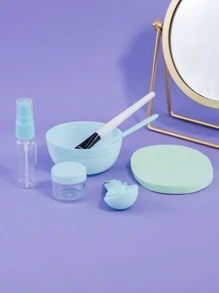 Set tazones para mezclar hojas faciales, 9 piezas Kit de herramientas de mezcla de hojas faciales DIY con tazón de hojas faciales Palo Espátula Cepillo de silicona Botella de aerosol Puff Botella de remojo Medidores - Multicolor - Ver 1