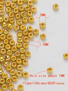 管 10 克 850 顆 2 毫米均勻電鍍金色玻璃珠，復古風格，適合女士 Diy 手鍊配件 - 金黃色 - 查看 3