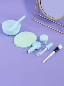 Set tazones para mezclar hojas faciales, 9 piezas Kit de herramientas de mezcla de hojas faciales DIY con tazón de hojas faciales Palo Espátula Cepillo de silicona Botella de aerosol Puff Botella de remojo Medidores - Multicolor - Ver 4