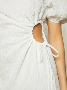 SHEIN Privé Đầm Cắt ra Dây kéo Tách cao màu trơn Gợi cảm - trắng - Xem 3