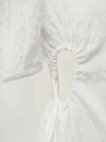 SHEIN Privé Đầm Cắt ra Dây kéo Tách cao màu trơn Gợi cảm - trắng - Xem 6