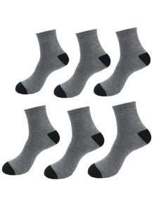 6pairs/pack Men's Color Changing Sporty Style Socks With Heel Patch - Grey - View 2