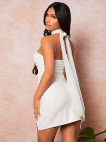 SHEIN SXY Mesh Tube Top With Scarf - White - View 2