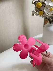1 pieza Pinza de pelo con diseño de flor, pinza de flor de piranha de moda, accesorio de pelo para el Día de San Valentín, verano, clips de pelo, pinzas de pelo, sujetadores de pelo, accesorios de pelo para mujer para la escuela, la universidad, el otoño, el invierno y las vacaciones - Rosa Fucsia - Ver 3