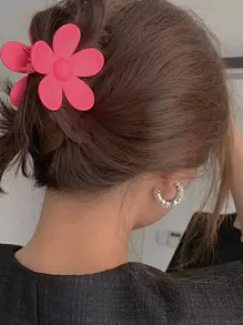 1 pieza Pinza de pelo con diseño de flor, pinza de flor de piranha de moda, accesorio de pelo para el Día de San Valentín, verano, clips de pelo, pinzas de pelo, sujetadores de pelo, accesorios de pelo para mujer para la escuela, la universidad, el otoño, el invierno y las vacaciones - Rosa Fucsia - Ver 5