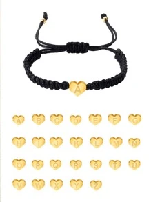 Vòng tay trái tim chi tiết 1 chữ cái - màu đen - Xem 1