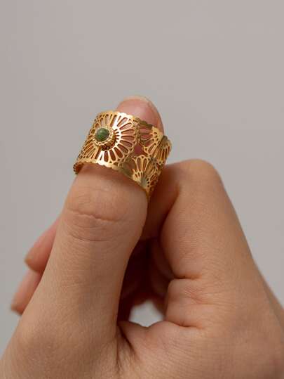 Uworld 1 יחידה טבעת תפאורה עגולה עם שרוול חלול, תכשיטי נירוסטה