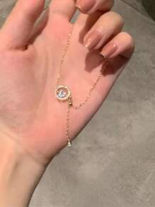 水鑽愛心裝飾手環 - 金黃色 - 查看 1