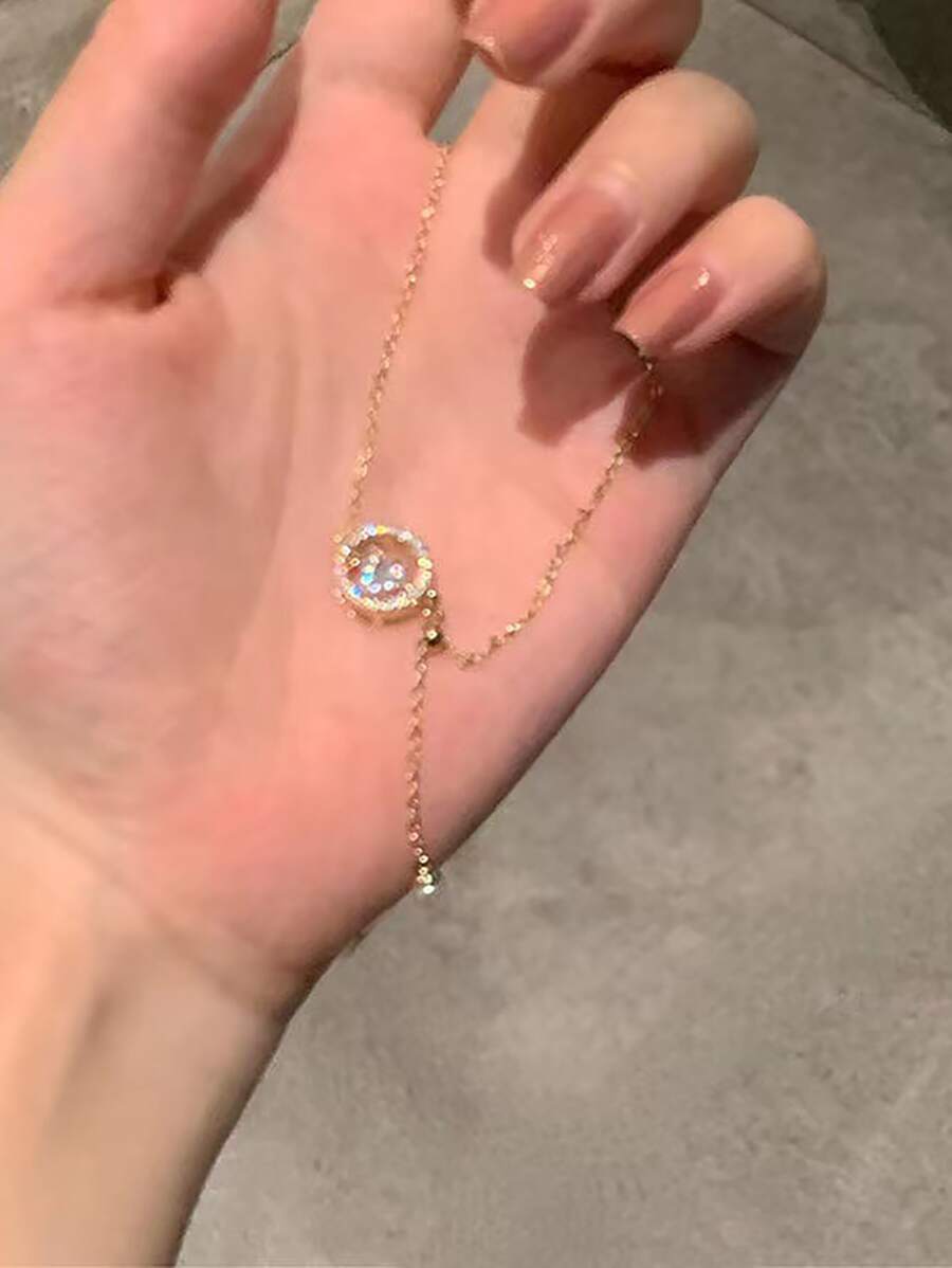 水鑽愛心裝飾手環 - 金黃色 - 查看 1