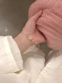 水鑽愛心裝飾手環 - 金黃色 - 查看 3