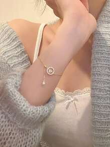 水鑽愛心裝飾手環 - 金黃色 - 查看 5