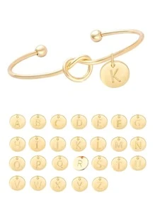 1 cái Vòng tay ban đầu Vòng chân A-Z Thư Mặt dây chuyền Trang sức quyến rũ - Vàng - Xem 1