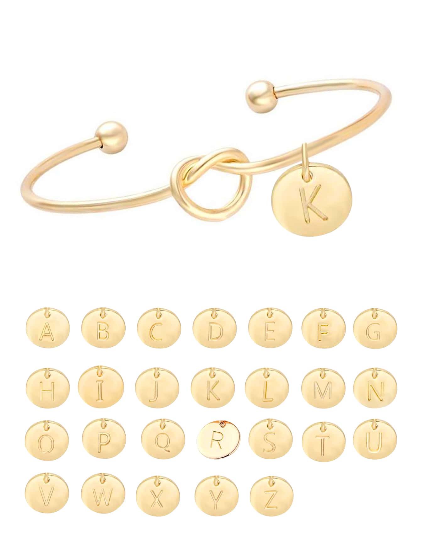 1 cái Vòng tay ban đầu Vòng chân A-Z Thư Mặt dây chuyền Trang sức quyến rũ - Vàng - Xem 1