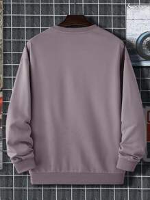 Manfinity Hypemode Men Bear Pattern Drop Shoulder Loose Sweatshirt - Dusty Purple - View 2