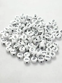 1入組數字細節DIY珠子 - 黑與白 - 查看 1