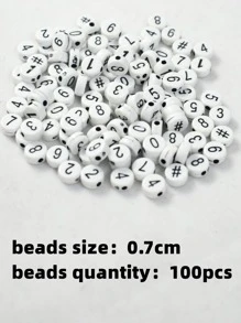 1入組數字細節DIY珠子 - 黑與白 - 查看 3