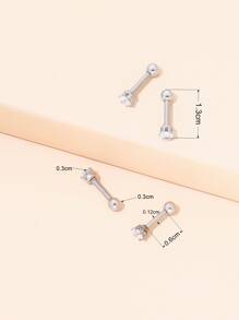 4pcs/set Cubic Zirconia Decor Stud Earring - Silver - View 3