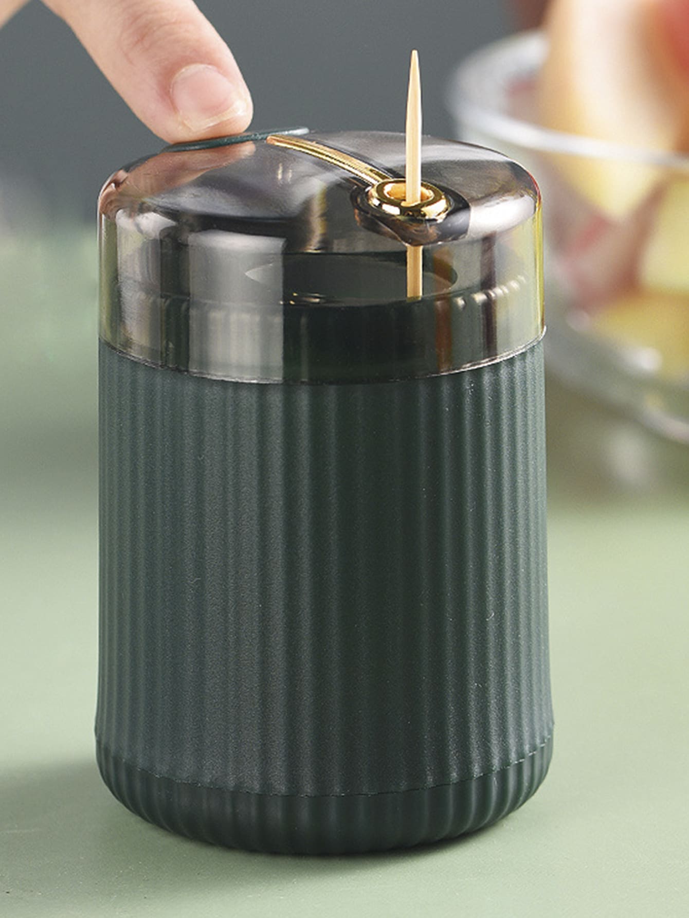 1pc Portable Toothpick Holder - Dark Green - View 1