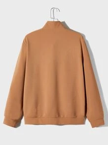 Manfinity RelaxMax Men Quarter Zip Sweatshirt - Khaki - View 2