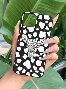 Coque de téléphone à motif vache - Noir et Blanc - Voir 2
