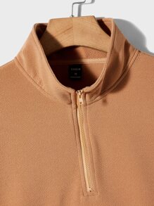 Manfinity RelaxMax Men Quarter Zip Sweatshirt - Khaki - View 3