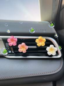 4pcs Car Air Vent Flower Scent Diffuser Decoration, Cute Fresh Scented Flower Air Vent Clip-On Car Fragrance, (Includes 4 Osmanthus Fragrance Pads) - Multicolor - View 3