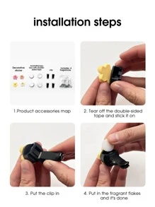 4pcs Car Air Vent Flower Scent Diffuser Decoration, Cute Fresh Scented Flower Air Vent Clip-On Car Fragrance, (Includes 4 Osmanthus Fragrance Pads) - Multicolor - View 5