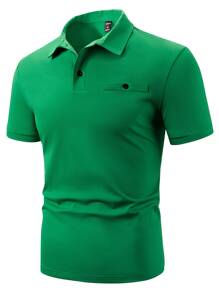 Manfinity Homme Men Solid Polo Shirt - Green - View 1