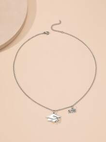 Collar con accesorio número de año & Sombrero de graduacion - Plateado - Ver 2