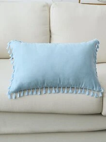 1 pieza Funda de cojín sin relleno ribete con fleco - Celeste - Ver 5